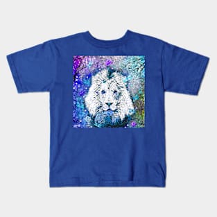 LION WHITE ON A STARRY NIGHT Kids T-Shirt